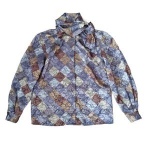 Vintage Gray Floral Blouse